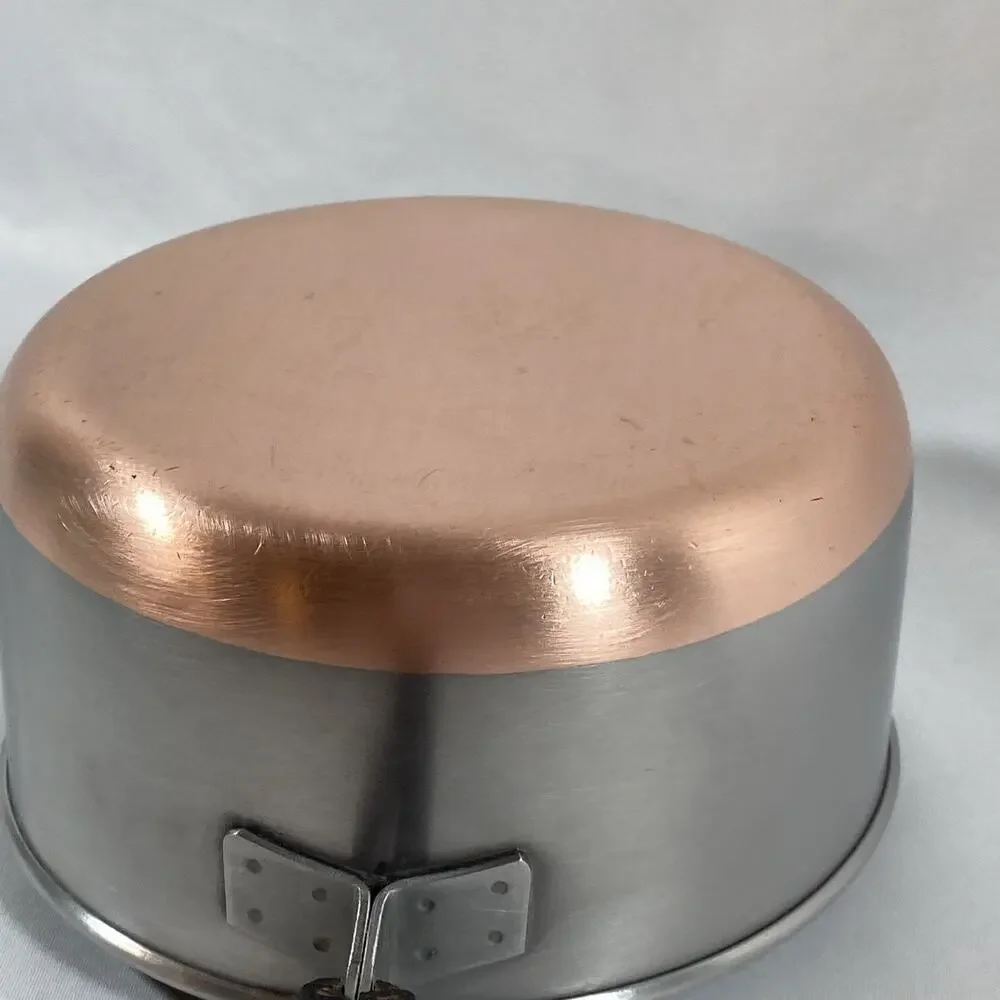 Revere Ware 1 Qt Quart Copper Bottom Sauce Pan Boiler Insert Lid Stainless Steel